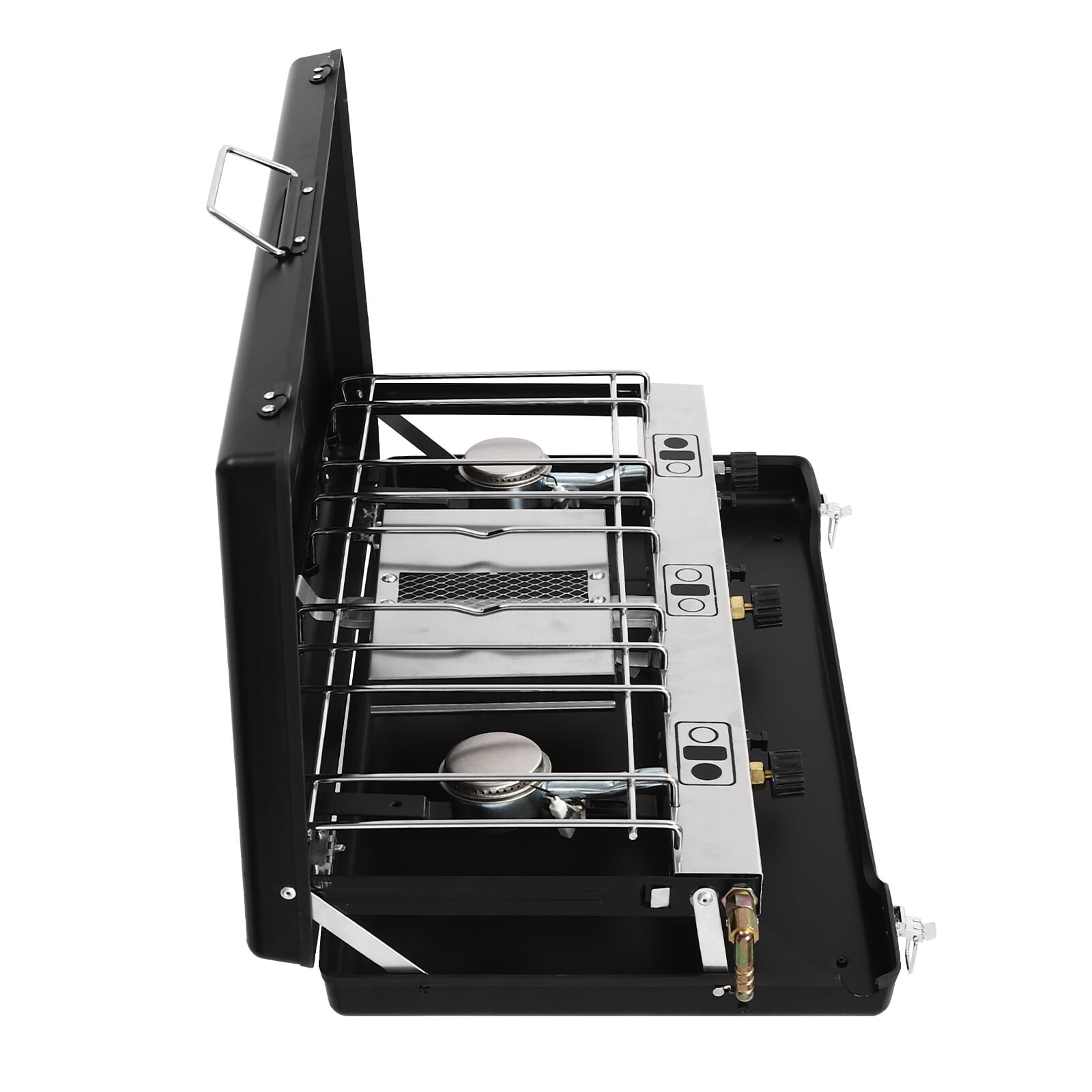 1 PCS Black Gas Camping Stove, Portable Cooking Stove, 3-Burner Camping Stove, Total Power: 4.5kw(328.5g/h), Each Stove Power: 1.5kw