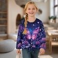 thumbnail image 4 of Xixirimido Butterfly Rose Daisy Floral Print Girls Long Sleeve Shirts Casual Crew Neck Tunic Tops Tie-hem Basic Tunic Blouses Fashion 3D Graphic Tees, Size 5-6, 4 of 7