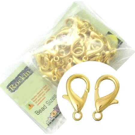 Gold Plated Jewelry Findings - 48 Gold Plated Lobster Claw Findings Clasps 12x21mm