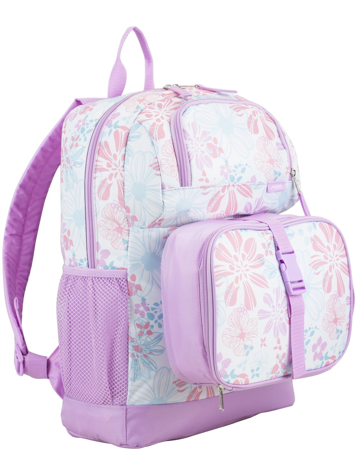 Fuel Unisex 4-Piece Combo Backpack with Lunch Box, Storage Case and Shoe Pouch, Spring Floral
