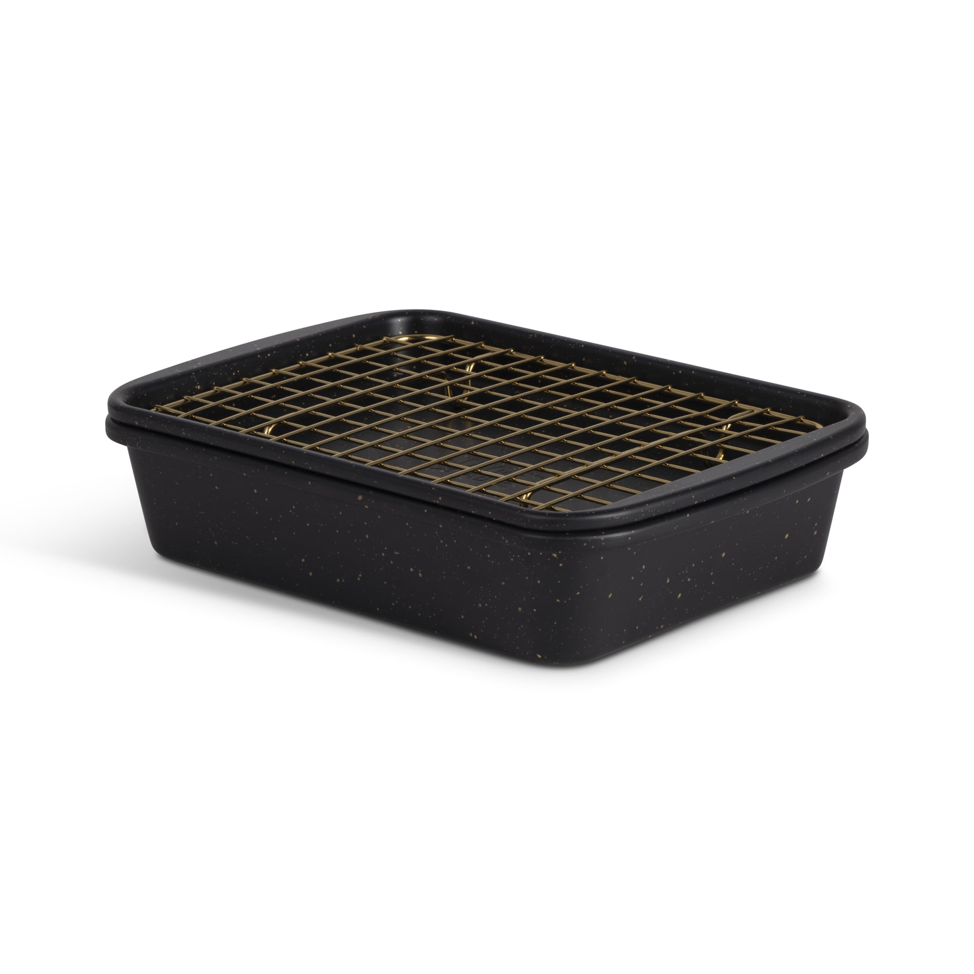 Thyme & Table 4-Piece Stackable Non-Stick Toaster Oven Bakeware Set, Black & Gold