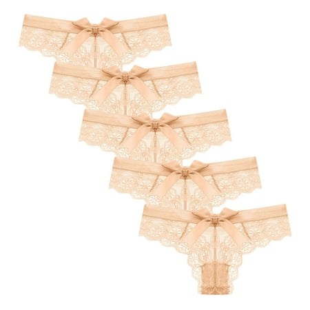 

QIIBURR Sexy Womens Underwear Womens Sexy Underwear Lace Bow Bikini Panties Pearl Silky Comfy Lace Brife