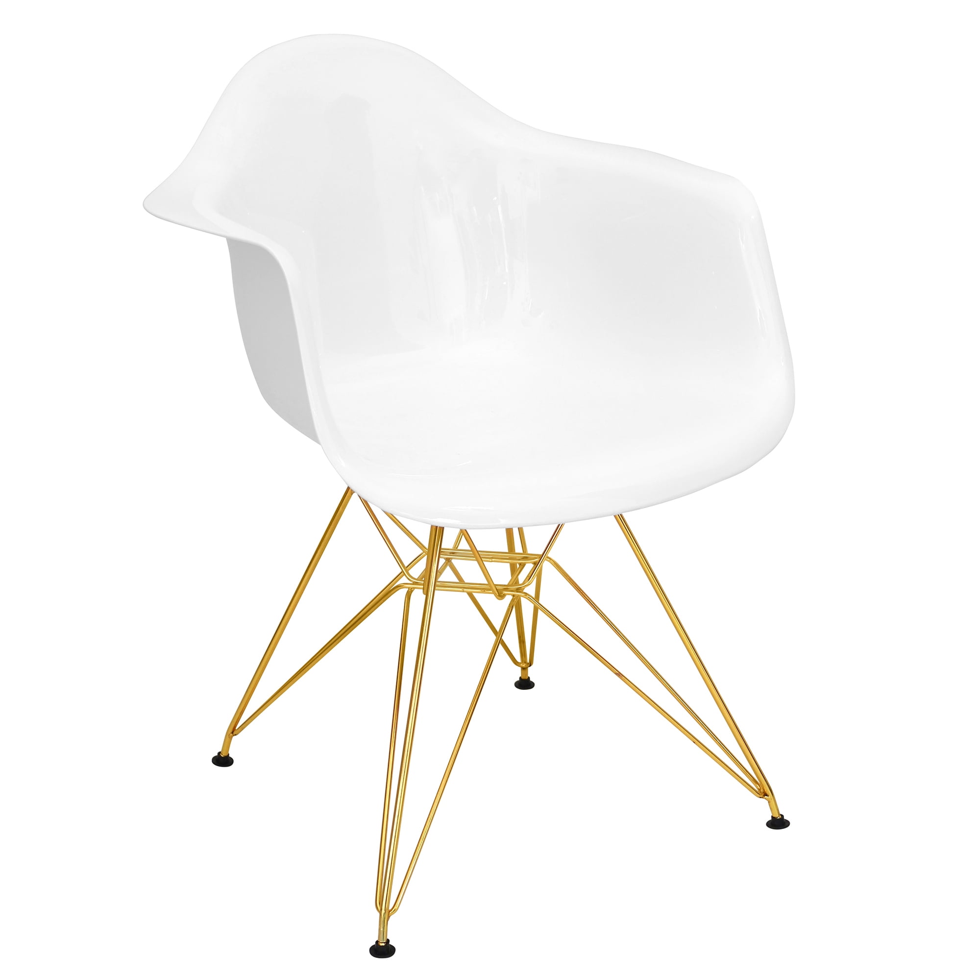 Neo Flair MidCentury Modern Dining/Accent Chair in White and Gold by