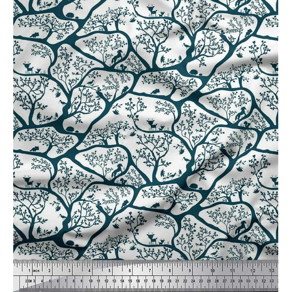 Soimoi Viscose Chiffon Fabric Animal & Tree Print Fabric by Yard 42 Inch Wide