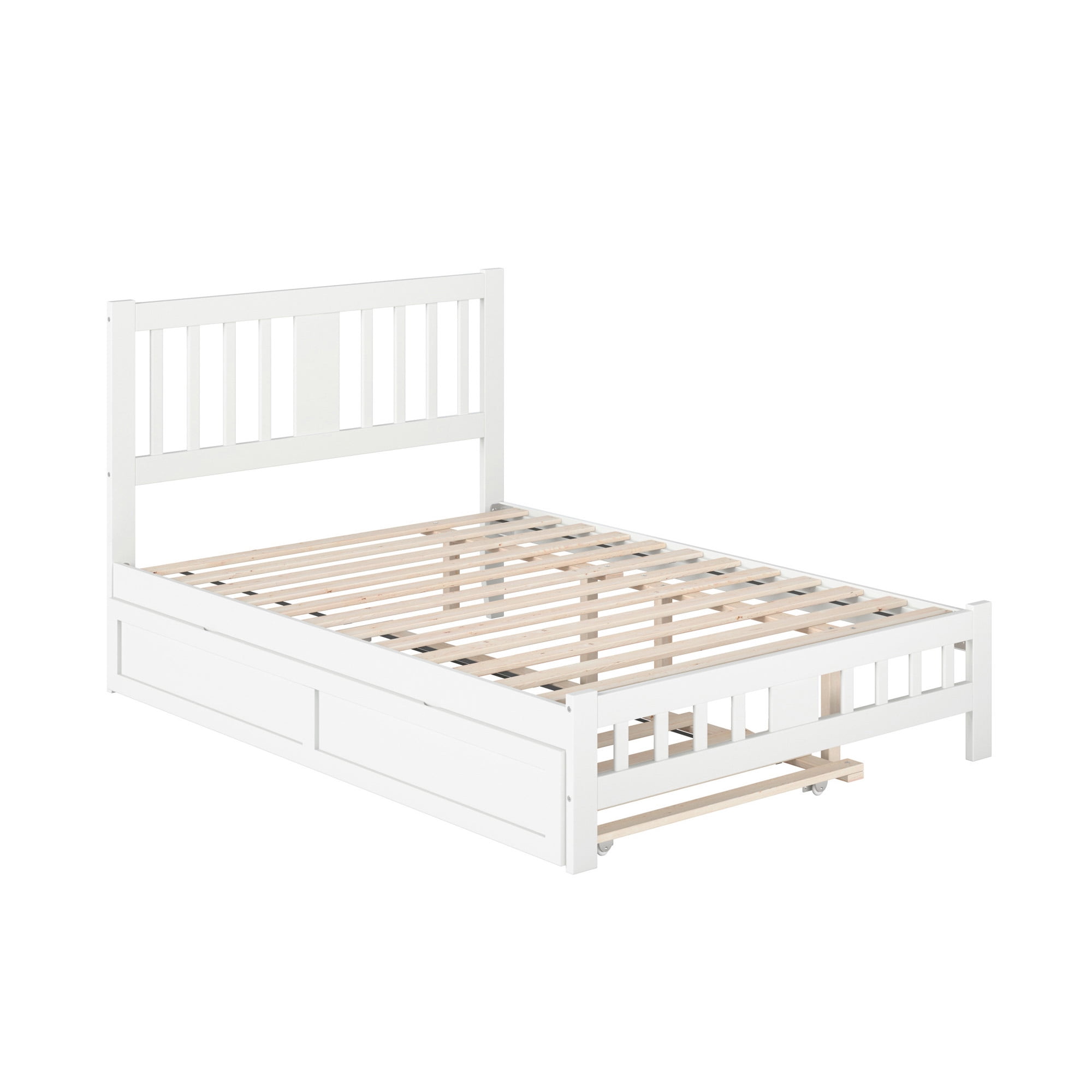 AFI Tahoe Full Wood Platform Bed with Headboard Footboard & Twin Trundle, White