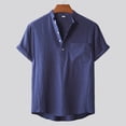thumbnail image 2 of YYDGH Men's Hawaiian Color Block Shirt Short Sleeve Button Down Shirts Casual Casual Summer Beach Shirt Blue XXL, 2 of 8