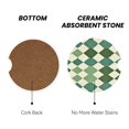 thumbnail image 3 of Round Ceramic Car Coasters 2 Pack Absorptive Clean Cork Bottom For Anti-Slip Use On Most Cars Lightseagreen Colorful Houndstooth_2, 3 of 8