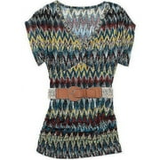 Susie Rose Juniors' Plus V-Neck Dolman Top with Belt