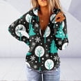 thumbnail image 1 of ICHUANYI Liquidación Sudadera de manga larga con cuello en V y cremallera con estampado navideño para mujer Blusa informal Tops ICHUANYI WER202308245561, 1 of 7