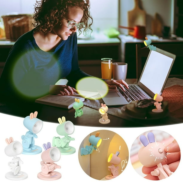 Lámpara de mesa mini de extremidades flexibles - Lámpara de lectura ajustable con resplandor amarillo cálido, lámpara nocturna de sobremesa de 9,5x5,2 cm, lámpara de noche alimentada por pilas