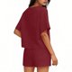 thumbnail image 4 of Conjunto Corto Casual para las Mujeres Manga Corta Bolsillo Pantalones Cortos Pantalones de Señoras Conjunto con Cuello Redondo Top, Ropa Casual de Verano, 4 of 8