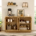thumbnail image 6 of EYYTHUNG Arched Storage Cabinet, Modern Sideboard Buffet, Accent Display with Acrylic Door, Natural Oak, 6 of 8