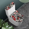 thumbnail image 2 of HELLHERO Zebra Polyester Toilet Seat Lid Cover Set & Easy to Install Toilet Lid Dust Cover Set & Stretch for Modern Bathrooms Adjustable, 2 of 5