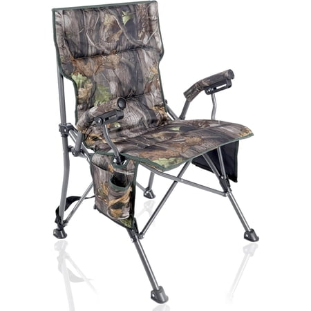 REDCAMP Oversized Hunting Chairs for Blinds with Thickened Cotton Portable Folding Camo Padded Camping Chairs for Adults Hunting Seats with Hard Arms for Outside Outdoor Camouflage