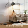 thumbnail image 2 of 71" Arc Floor Lamps for Living Room, Modern Standing Lamp with Adjustable Lamp Head, Tall Lamp with Foot Switch, Arched Reading Light for Bedroom, Office, 9W 3 Color Temperatures Bulb Included, 2 of 7