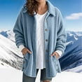 thumbnail image 2 of Fleece Jacket Women Button Down Long Sleeve Fuzzy Warm Jackets Fall Clothes Winter Coats, 2 of 5