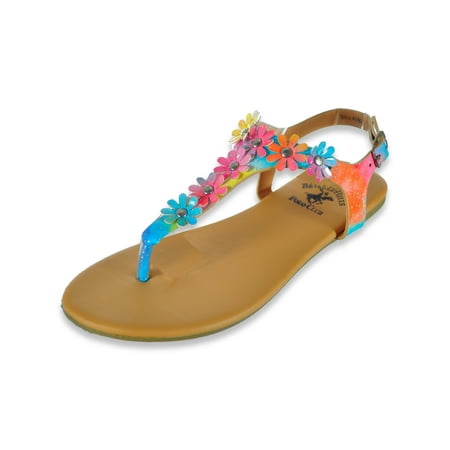 

Beverly Hills Polo Club Girls Rainbow T-Strap Sandals - pastel 10 toddler