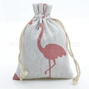 Linenette Drawstring Bags Rectangle Flamingo Pattern 18x13cm