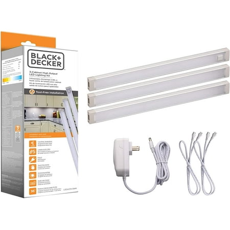 

BLACK+DECKER LED Under Cabinet Lighting Kit 3-Bars 9 Inches Each DIY Tool-Free Installation Warm White 2700K 1080 Lumens 15 Watts Home Accent (LEDUC9-3WK)