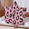 thumbnail image 5 of Pink and Black Of Leopard Print Hooded Bath Towel，60"x35" for Ages 3 To 12 Kids, Quick Dry Lightweight Soft Microfiber Hood Beach Towel Cover Up for Kids, 5 of 7