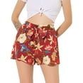 thumbnail image 1 of Pantalones cortos Allegra K Playa cintura alta con lazo elástico Rojo-Floral S, 1 of 5