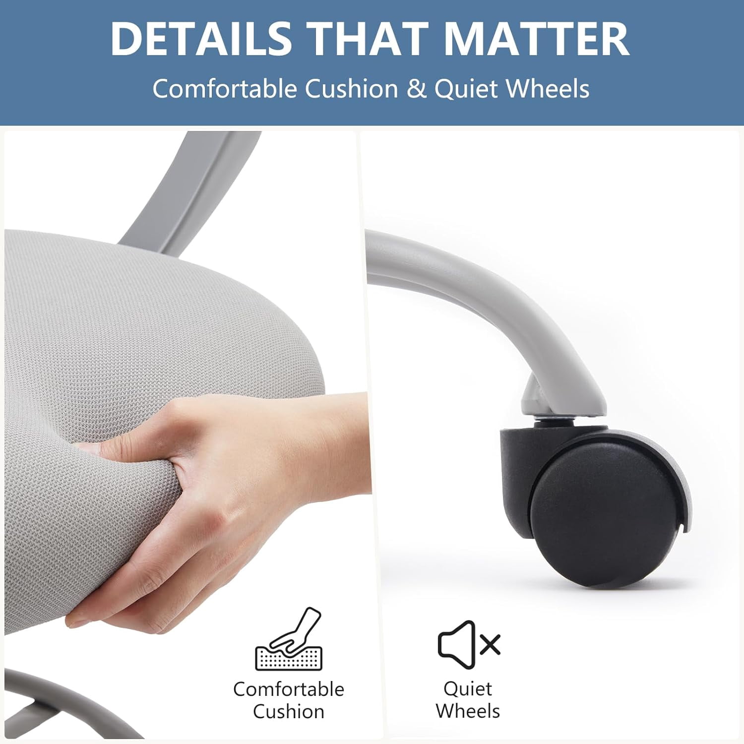 Ergonomic office chair, suitable for use with standing desks or bar counters, adjustable height, gray.