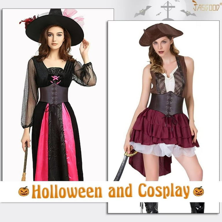 Syhood Halloween Women Corset Elastic Belt Retro Wide Lace-up Tied Costume Waspie  Corset Belts Pirate Waist Belt for Ladies, Brown, Small : :  Clothing, Shoes & Accessories
