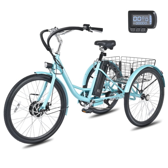 Viribus 24" Electric Tricycle for Adults with 7 Speeds 36V 13Ah Battery 350W Motor UL 2271 Green