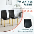thumbnail image 3 of Set of 4 Black Pu Leather Backrest Chairs with Gold Metal Legs -A Perfect Pairing, Ideal for Minimalist and Modern Home Decor Styles, with Product Dimensions of 16.2*18.5*34.6 Inches, 3 of 9