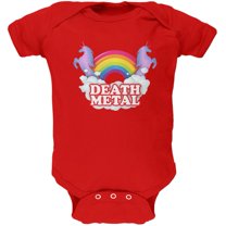 Death Metal Rainbow Unicorns Soft Baby One Piece Red 12-18 M