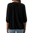 thumbnail image 2 of Avamo Women's 3/4 Sleeve Elastic-Hem Top Crew Neck Ruffle Blouse Casual Loose Basic Tunic T-Shirt Pullover, 2 of 5