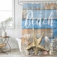 thumbnail image 4 of Starfish Bathroom Shower Curtains with 12 Hooks Polyester Waterproof Shower Curtain for Stalls and Bathtubs Blue Brown Ocean Shell Coral Farmhouse Decorative Bathroom Privacy Curtain 72x72 Inches, 4 of 9