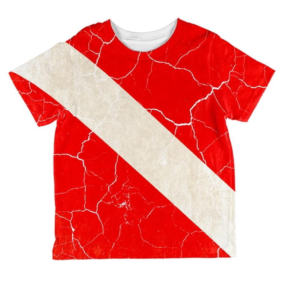 Diver Down Distressed Weathered Flag All Over Toddler T Shirt Multi 4T