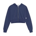 thumbnail image 5 of FASHOFT Womens Cropped Zip Up Hoodie Long Sleeve Crop Hooded Jacket with Pocket Comfy Y2K Sweatshirt Streetwear Navy XL, 5 of 5