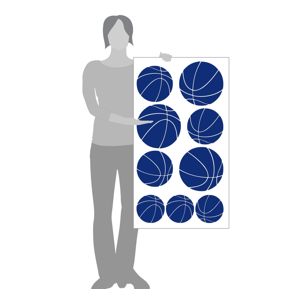 Basketball Kids Room Sports Decor Wall Decal Stickers [Set of 9]