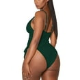 thumbnail image 5 of Hessimy Women's Ruched High Cut One Piece Swimsuit Tummy Control Bathing Suit Monokini(Green,XL), 5 of 5