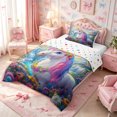 thumbnail image 2 of meiyoeat Magical Floral Unicorn Twin Comforter Sets 2pcs,Kawaii Rainbow Rabbit Bedding Set,Reversible,1 Comforter and 1 Pillowcase, 2 of 6