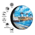 thumbnail image 4 of Honeii Greek Island Windmills Painting Print Tire Covers, Waterproof Anti-UV Sun Snow Rain Tire Covers for Trailers, RV, Camper, SUV, Truck-15 inch, 4 of 6