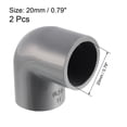 thumbnail image 2 of Unique Bargains PVC Pipe Fitting 20mm Slip Socket 90 Degree Elbow Coupling Connector Gray 2 Pcs, 2 of 4