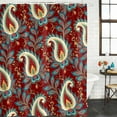 thumbnail image 2 of Red Boho Botanical Shower Curtain, Waterproof Shower Curtains for Bathroom, Southwestern Retro Leaves Ethnic Tribal Washable Fabric Bathtub Curtain Set Bath Decor with 12 Hooks 48"x72", 2 of 8