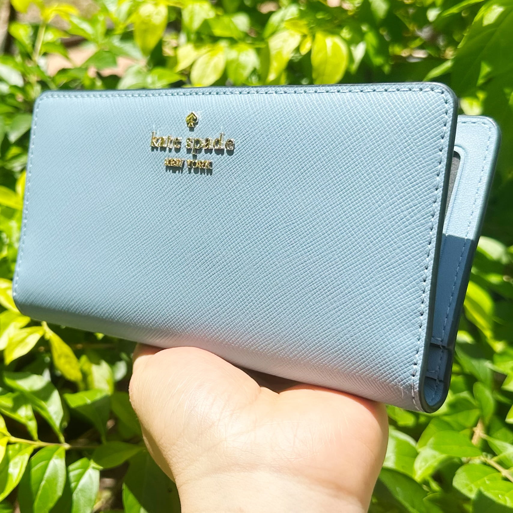 Kate Spade Madison Large Slim Bifold Wallet Polished Blue