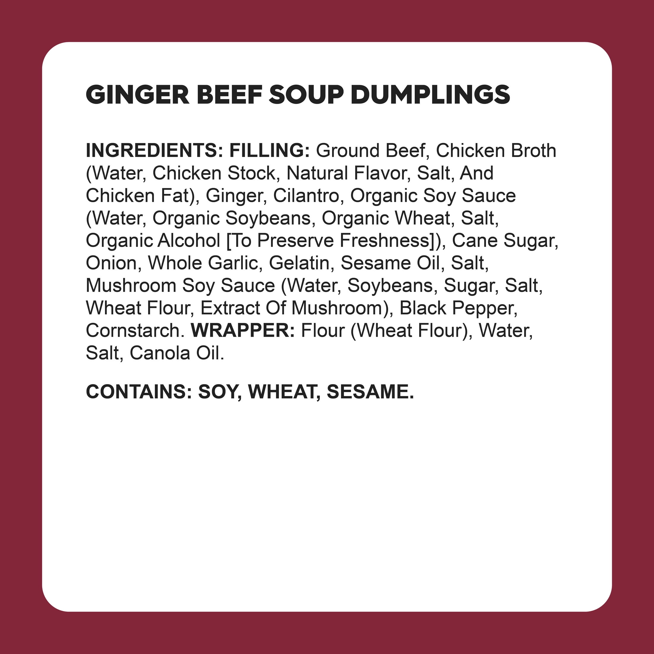 Wow Bao Ginger Beef Soup Dumplings, 6 Pieces, Frozen
