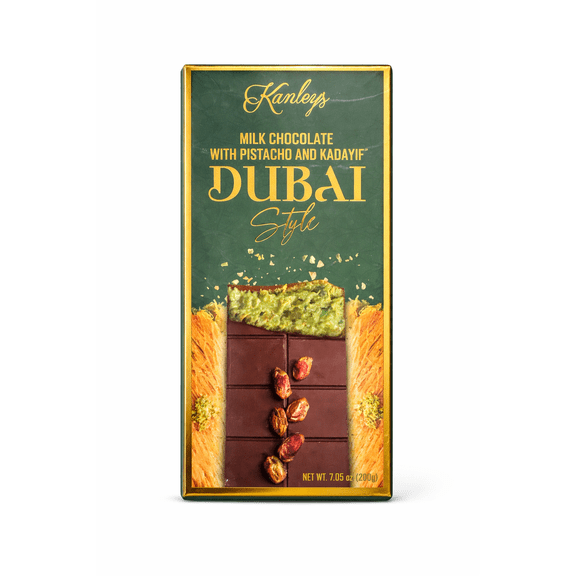 Kanleys Dubai Style Milk Chocolate with Pistachio & Kadayif, 7.05 oz (200 g)