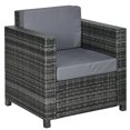 thumbnail image 1 of Outsunny Patio Rattan Single Sofa with Cushions Armrests for Garden Grey, 1 of 10