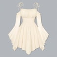 thumbnail image 2 of ZHOGXU Kids Summer Lightweight Girls Long Sleeve Beige Bodice Ruffled Tie Straps Princess Dress Nice For Party And Dance, 2 of 3