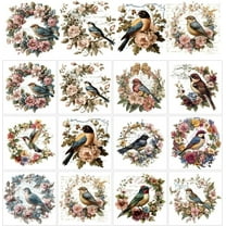 12 Sheets Rub on Transfers 12 Style Bird Wreath with Hand Write Texture Heat Transfer Film Transfer Furniture Stickers