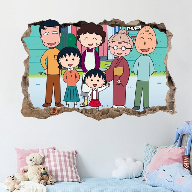 Adhesivo de pared Chibi Maruko-chan para decoración de dormitorio o dormitorio
