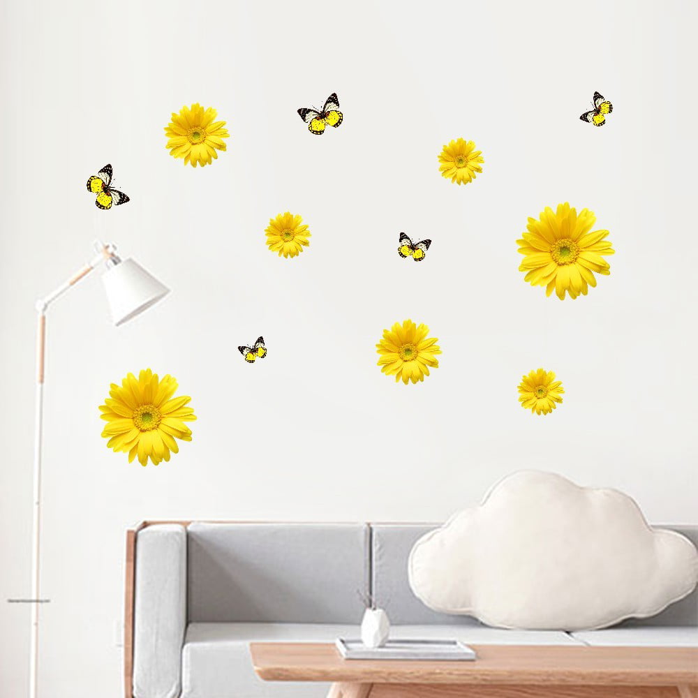 Plant flower wall stickers lamp decals flower chrysanthemum wall stickers living room bedroom window decoration bathroom glass decals