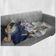thumbnail image 6 of Christmas Soft Flannel Fleece Blanket, Moon Santa Claus Reindeer Hovering in Winter Sky of a Small Village Illustration, Cozy Plush for Indoor and Outdoor Use, 50" x 70", Navy White, by Ambesonne, 6 of 6