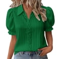 thumbnail image 2 of Helii Women's Top Plus Size Puff Sleeve Blouse Hollow V-Neck Lace Summer Top Casual Evening Daily Wear, 2 of 8